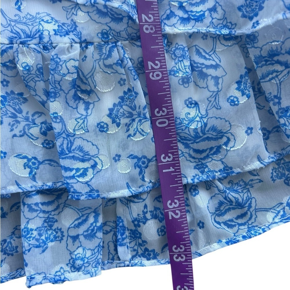 Tularosa Serafina Floral White Blue Long Sleeve Romantic Mini Dress‎ Size Small - Picture 8 of 12